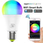 Ampoule intelligente e27 wifi 7 w rgb, lampe magique led ac 100 240v, commande vocale, fonctionne avec ...