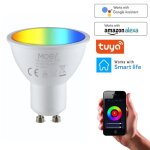 Ampoule intelligente gu10, projecteur tuya wifi, 5w rgb + cw, lampe intelligente, t�l�commande, r�glable, ...
