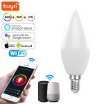 Ampoule intelligente tuya wifi e14 e12, rgb + w + c, led, chandelle a intensit� variable, smartlife / ...