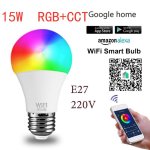 Ampoule intelligente a commande vocale, lampe magique a led ac 110v 220v, 15w rgb cct, e27 b22, wi - ...