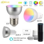 Ampoule intelligente wifi, e27 / gu5. 3 / gu10 rgbw 6w, lumire led dimmable, compatible avec alexa et ...