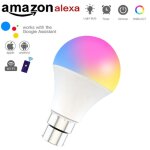 Ampoule led connect�e tuya wifi 15w, e27 b22 rgb cw + ww, couleur variable, avec application smart life, ...
