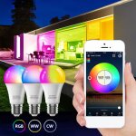 Ampoule led intelligente wi - fi 9w e27, 5 pices, lampe a couleur changeante, contrle par application, ...