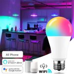 Ampoule led intelligente wifi, 15w, b22 e27 rgb, 85 - 265v rgb + blanc, fonction de minuterie variable, ...