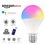 Ampoule led intelligente wifi 9w rgb + cct, multicolore, e27 e26 b22, commande vocale, fonctionne avec ...