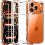 Anti - yellowing clear case for iphone 17 pro with 2 pieces tempered glass, military protection shockproof ...