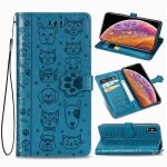 Apple iphone x / xs coque, saturcase chien et chat mignon pu cuir magn�tique flip portefeuille support ...