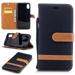 Apple iphone x / xs coque, saturcase premium jeans style denim et pu cuir magn�tique flip portefeuille ...