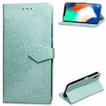 Apple iphone x / xs coque, saturcase mandala gaufrage pu cuir magn�tique flip portefeuille support porte ...