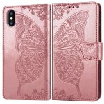Apple iphone x / xs coque, saturcase papillon gaufrage pu cuir magn�tique flip portefeuille support porte ...