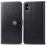 Apple iphone xs max coque, saturcase premium pu cuir flip fermoir magn�tique rond portefeuille support ...