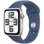 Apple watch se gps - 44mm - bo�tier silver aluminium - bracelet denim sport band - s / m