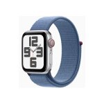 Apple watch se gps + cellular (2024) 44 mm aluminium argent bracelet sport texitle nue bleue