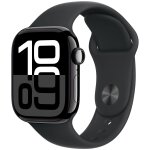 Apple watch series 10 gps (2024) bo�tier en aluminium 42mm noir de jais avec bracelet sport noir s / ...