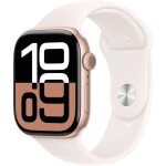 Apple watch series 10 gps - 46mm - botier rose gold aluminium - bracelet light blush sport band - m ...