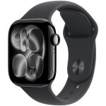 Apple watch series 11 gps 42mm boitier en aluminium noir de jais avec bracelet sport noir s / m