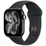 Apple watch series 11 gps 42mm boitier en aluminium noir de jais avec bracelet sport noir s / m