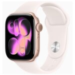 Apple watch series 11 gps 42mm boitier en aluminium or rose avec bracelet sport rose tendre s / m