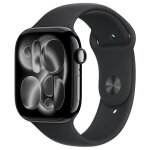Apple watch series 11 gps 46mm boitier en aluminium noir de jais avec bracelet sport noir m / l