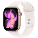 Apple watch series 11 gps 46mm boitier en aluminium or rose avec bracelet sport rose tendre m / l