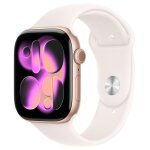 Apple watch series 11 gps 46mm boitier en aluminium or rose avec bracelet sport rose tendre m / l