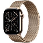 Apple watch series 11 gps + cellular 42mm boitier en titane or avec bracelet milanais or