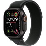 Apple watch ultra 2 gps + cellular 49 mm bo�tier en titane noir avec boucle trail noir s / m