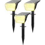 Asfasfq - lot de 3 spots solaires a 60 led pour l'extérieur - blanc chaud - 800 lm - durée d'éclairage ... Asfasfq - lot de 3 spots solaires a 60 led pour l'extérieur - blanc chaud - 800 lm - durée d'éclairage ...