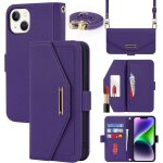 Ayu - coque compatible avec iphone 14 plus etui avec cordon, flip portefeuille etui cuir, [5 porte cartes][mir ...