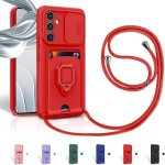 Ayu - cordon de coque pour samsung galaxy a14 5g, couvercle coulissant de la camra + support annulaire ...