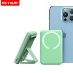 Banque d'alimentation magntique portable avec support pliable, chargeur rapide sans fil, batterie de ...
