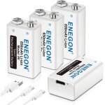 Batterie 9v usb directe rechargeable lithium - ion avec cble usb type - c 2 en 1 pour microphone, dtecteurs ...