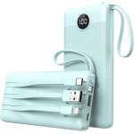 Batterie externe 10000mah avec 4 cbles intgrs, 5 sorties et 4 entres batterie portable puissante, ...