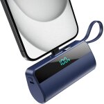 Batterie externe pour iphone, 5500mah mini power bank avec cble usb c intgrs, 20w pd charge rapide ...