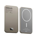 Batterie externe magn�tique ultra - fine en alliage 5 000 mah magsafe, charge ultra - rapide, dor�e