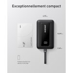 Batterie externe, power bank haute vitesse 10000mah 30w, c�ble usb - c int�gr�, 2 ports, pour iphone ...