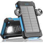 Batterie externe solaire 26 800 mah avec support a ventouse, chargeur solaire 3 ports pour une charge ...
