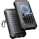 Batterie externe solaire 26800 mah avec 4 cbles, chargeur solaire portable sans fil batterie externe ...