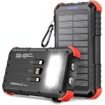 Batterie externe solaire 26800mah avec 3 cbles, chargeur solaire usb c a charge rapide 5 sorties et ...