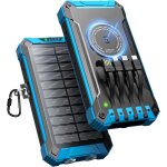 Batterie externe solaire 26800mah avec 4 cbles, chargeur solaire portable sans fil batterie externe ...