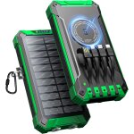 Batterie externe solaire 26800mah avec 4 cbles, chargeur solaire portable sans fil batterie externe ...