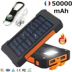 Bluecoo50000mah ultra - mince solaire etanche batterie externe portable alimentation mobile pour tous ...