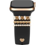 Boucles d'anneaux d�coratifs en m�tal compatibles avec apple watch bracelet en silicon charm bague grav�e ...