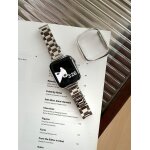 Bracelet en acier inoxydable fin a trois perles avec surface brillante, adapt a l'apple watch iwatch ...