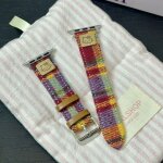 Bracelet en cuir a carreaux arc - en - ciel hello kitty pour apple watch iwatch 10e gnration 987654ultra ...