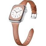 Bracelet cuir etroit compatible avec bracelet apple watch 42mm 44mm 45mm 46mm 49mm, bracelet cuir pour ...