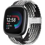 Bracelet pour fitbit versa 3 / fitbit sense, r�glable sport elastique nylon tress� remplacement bracelet ...