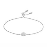 Bracelet - fossil - bracelet cha�ne en argent 925 - charm circulaire textur� - blanc - femme