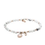 Bracelet - fossil - ja6934791 - acier rose - howlite blanche marbr�e - zirconiums blancs