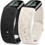 Bracelet grav papillon rose compatible avec bracelet fitbit charge 6 / fitbit charge 5 pour femme, silicone ...